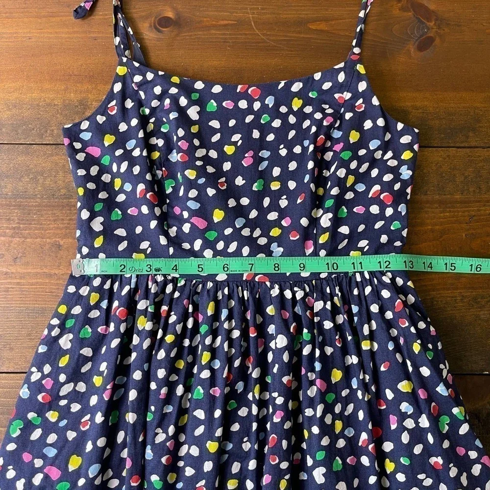 J. Crew Sundress Ratti Happy Cat Print Confetti Navy Blue Midi Dress Women's 00